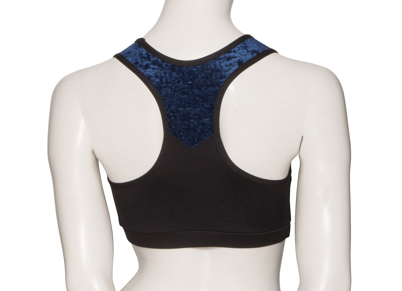 KCTTV-5 Women's Black Tactel Racer Back Dance Crop Top With Velour Straps