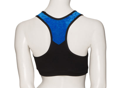 KCTTV-5 Women's Black Tactel Racer Back Dance Crop Top With Velour Straps