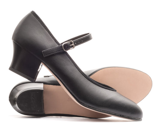 Black PU Resin Sole Showtime Stage Dance Shoes 1.5 Inch Heel