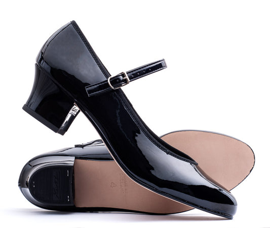 Black Patent Resin Sole Showtime Stage Dance Shoes 1.5 Inch Heel