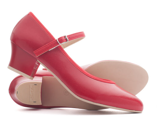 Red PU Resin Sole Showtime Stage Dance Shoes 1.5 Inch Heel