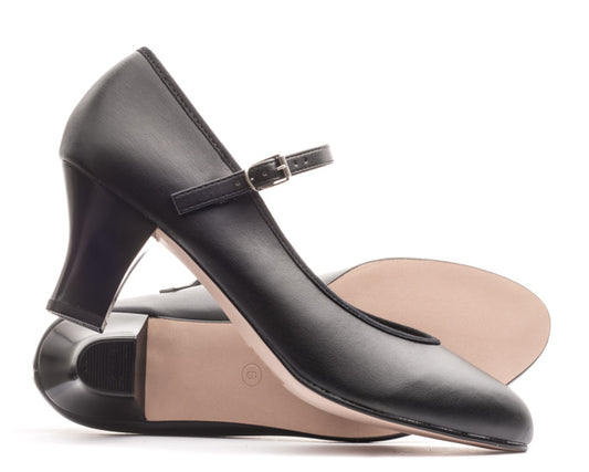 Black PU Resin Sole Showtime Stage Dance Shoes 2.5 Inch Heel
