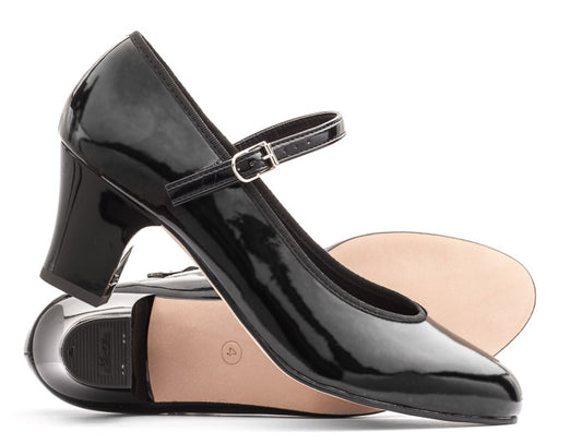 Black Patent Resin Sole Showtime Stage Dance Shoes 2 Inch Heel