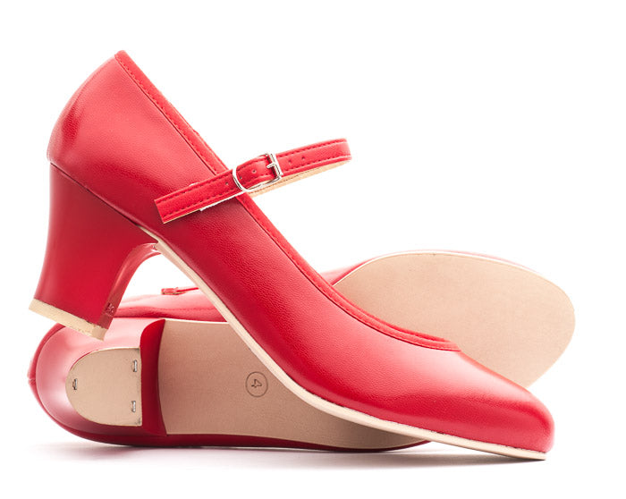 Red PU Resin Sole Showtime Stage Dance Shoes 2 Inch Heel