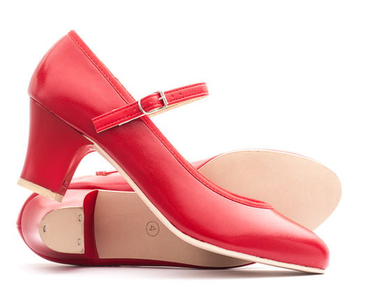 Red PU Resin Sole Showtime Stage Dance Shoes 2 Inch Heel