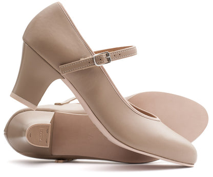 Tan PU Resin Sole Showtime Stage Dance Shoes 2 Inch Heel