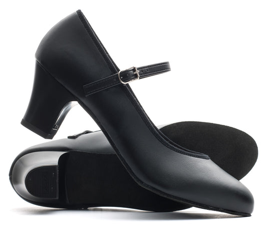 Black PU Suede Sole Showtime Stage Dance Shoes 2 Inch Heel