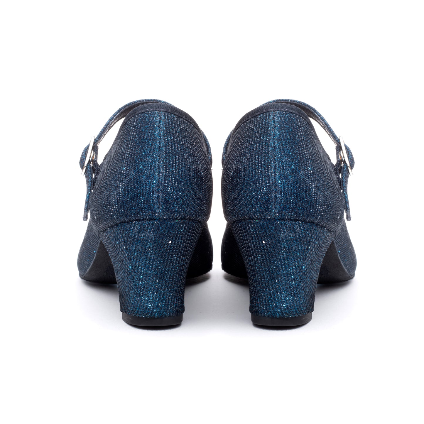 Black/Navy Glitter Suede Sole Showtime Stage Dance Shoes 2 Inch Heel