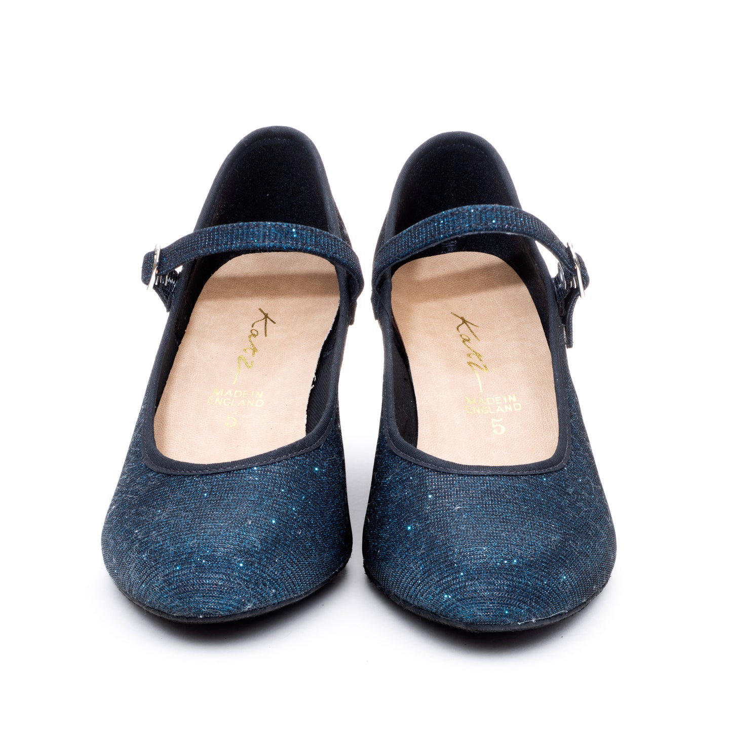 Black/Navy Glitter Suede Sole Showtime Stage Dance Shoes 2 Inch Heel