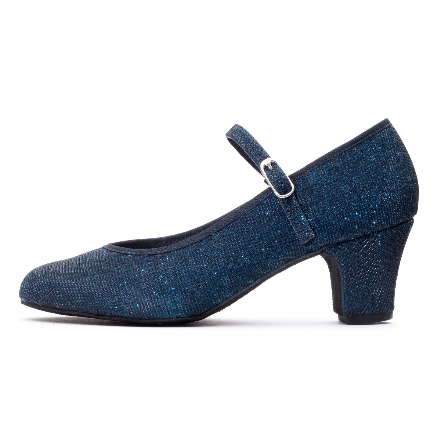 Black/Navy Glitter Suede Sole Showtime Stage Dance Shoes 2 Inch Heel