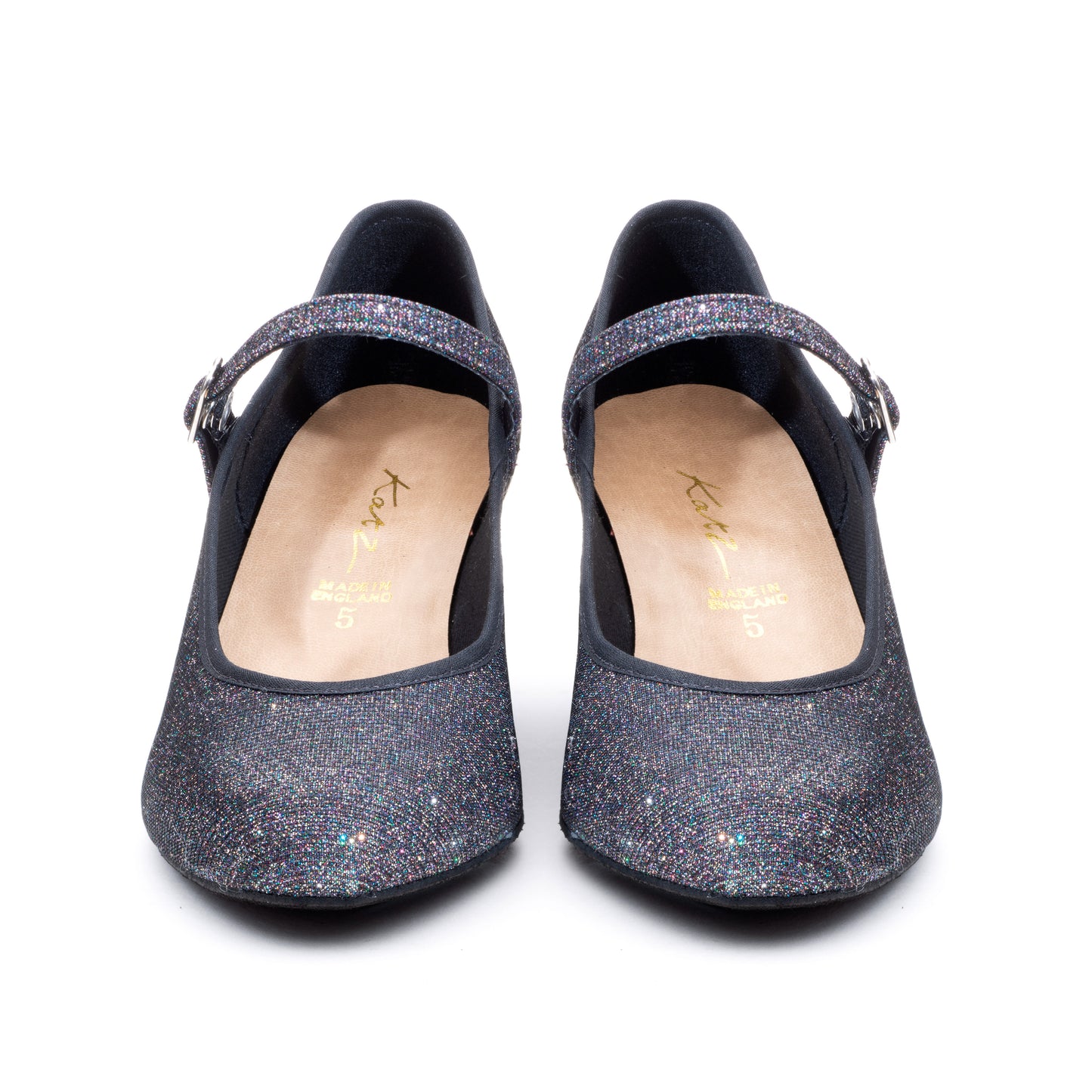 Black Multi Glitter Suede Sole Showtime Stage Dance Shoes 2 Inch Heel