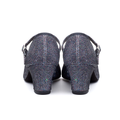 Black Multi Glitter Suede Sole Showtime Stage Dance Shoes 2 Inch Heel