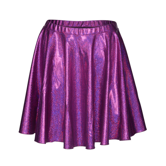 KDSK01 Girls and Women's Sparkly Hologram Pull On Circular Dance Skirt