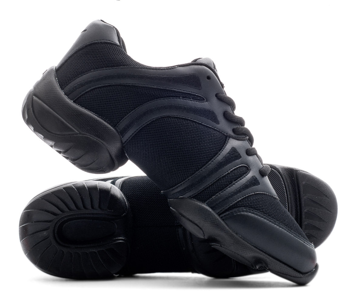 Black Lace Up Split Sole Jazz Dance Practice Shoes Sneakers Trainers