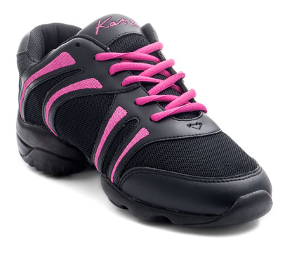 Black and Pink Lace Up Split Sole Jazz Dance Practice Shoes Sneakers Trainers