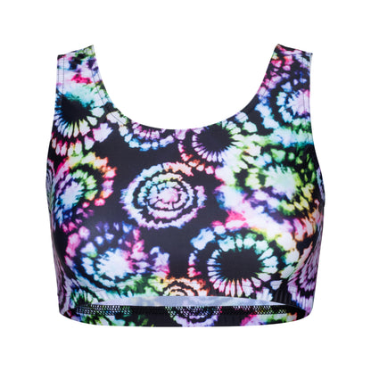 KCTN-5 All Colours and Sizes Variety Of Festival Multi Coloured Print Racer Back Dance Fitness Gym Crop Top