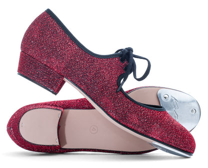 Red Glitter Low Heel Tap Dance Shoes With Toe Plates