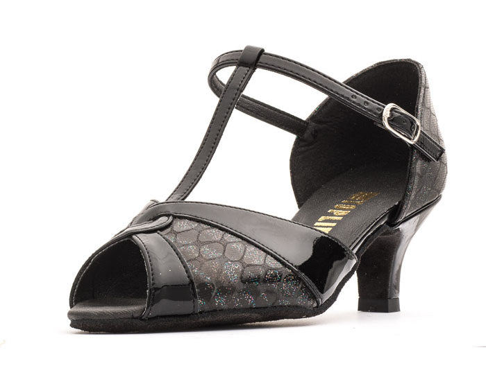 Jade Black Multi Sparkle/Black Patent Ballroom Dance Latin Shoes 2.5 Inch Heel location 9B