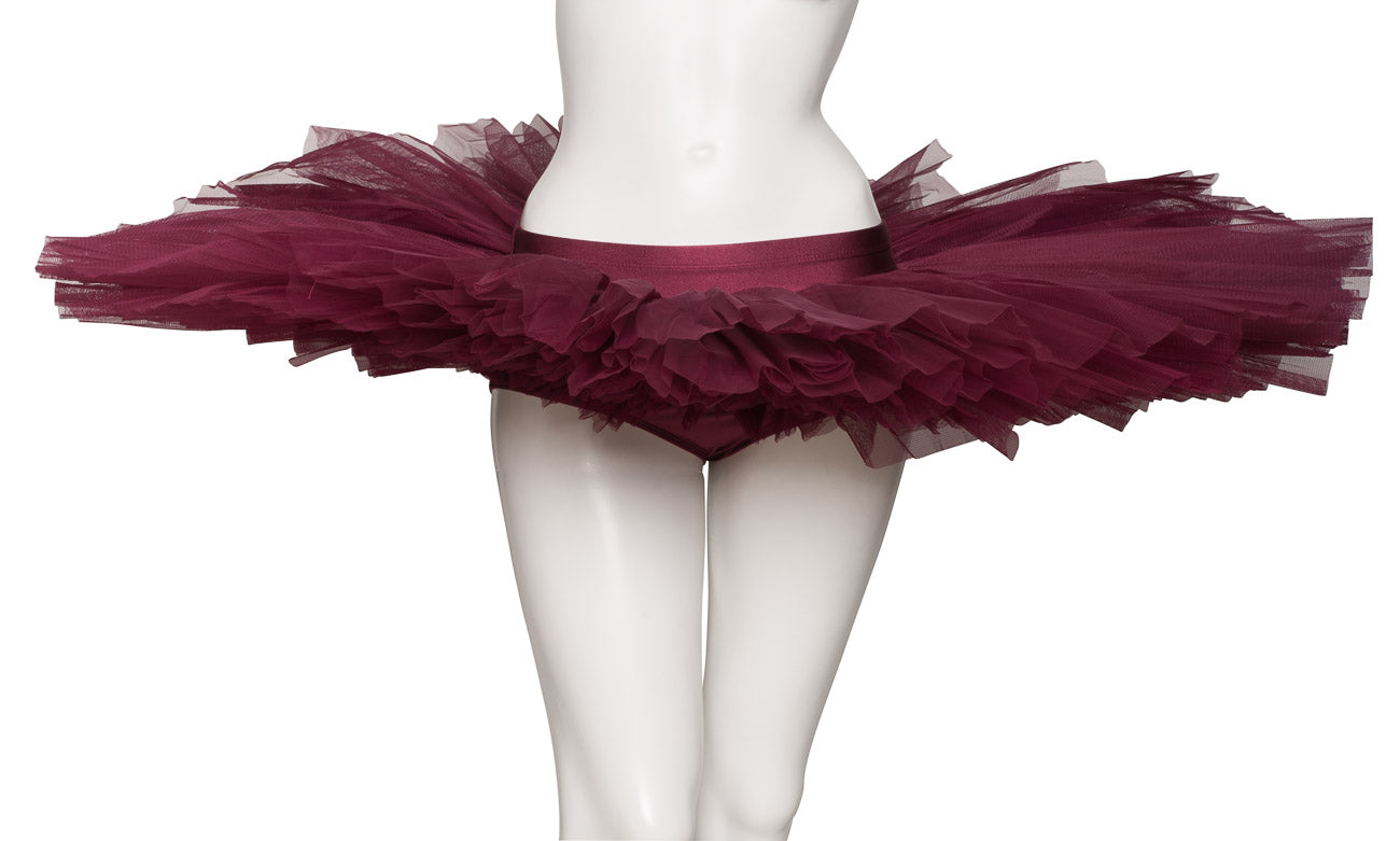 Girls Women's Burgundy Premium Professional Dance Ballet Practise Pancake Plateau Tutu Skirt