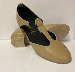 Tan Leather Greek Dance Sandals Teaching Shoes Low Heel