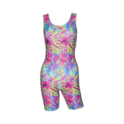 KDC018 Women's Girl's Variety Of Festival Multi Coloured Print Sleeveless Catsuit