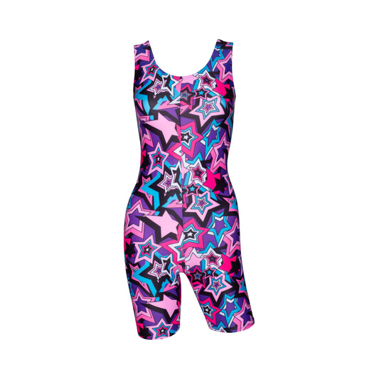 KDC018 Women's Girl's Variety Of Festival Multi Coloured Print Sleeveless Catsuit