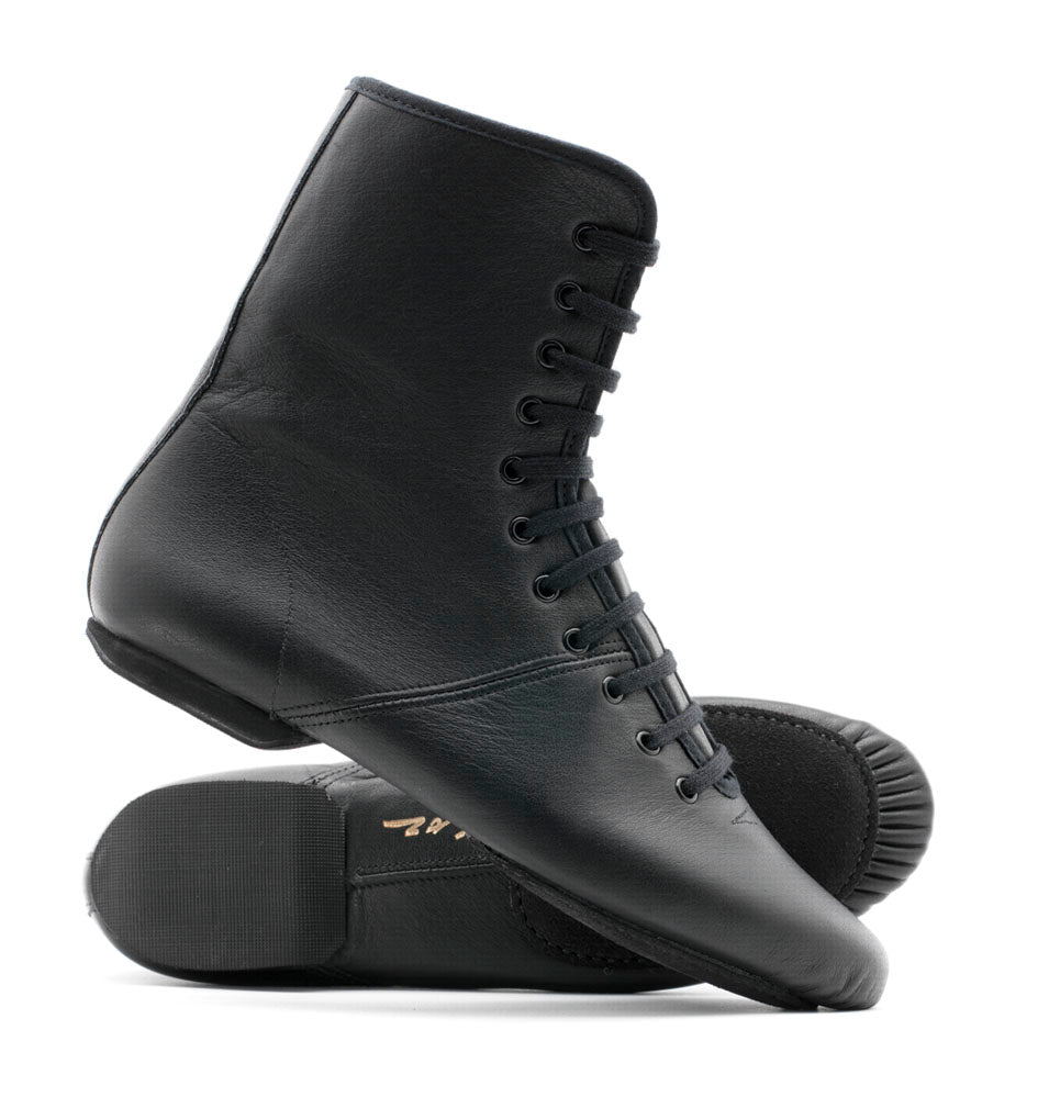 Black Leather Split Sole Jazz Boot Shoes