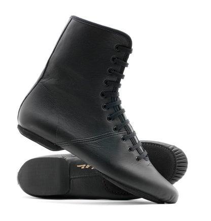 Black Leather Split Sole Jazz Boot Shoes