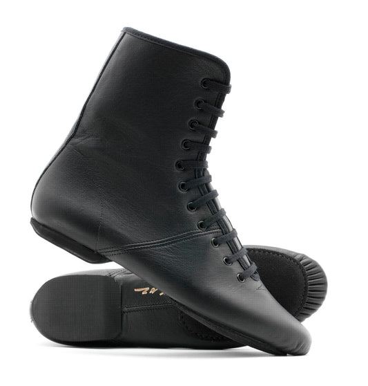 Black Leather Split Sole Jazz Boot Shoes