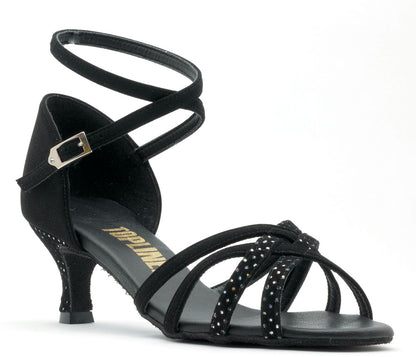 Anna Black Nubuck/Black Silver Hologram Ballroom Dance Latin Shoes Location 11A
