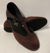 Copper Glitter Greek Dance Sandals Teaching Shoes Low Heel