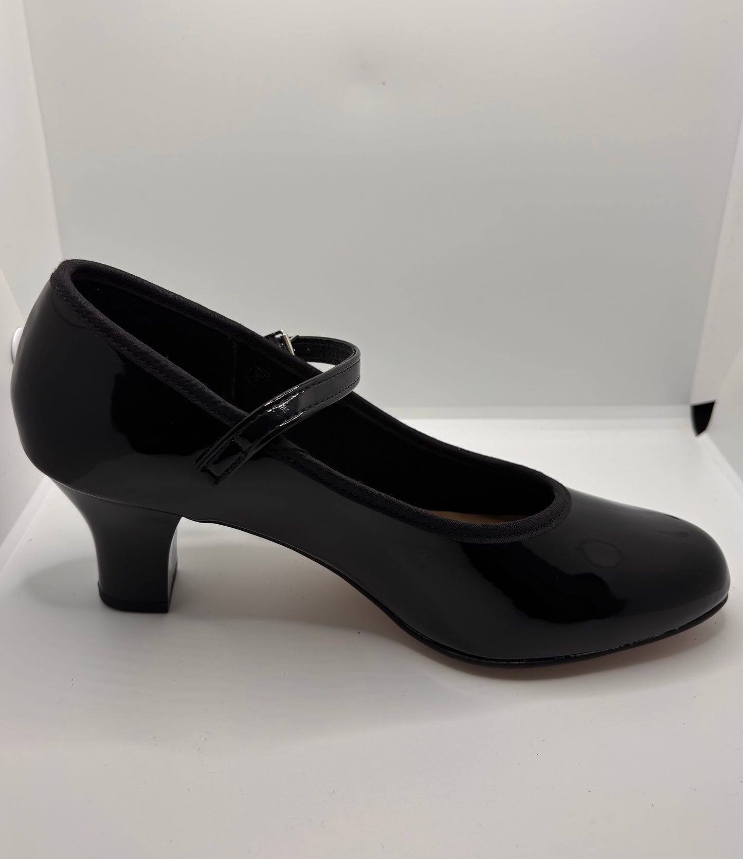 Black Patent Resin Sole Showtime Stage Dance Shoes 2.5 Inch Heel