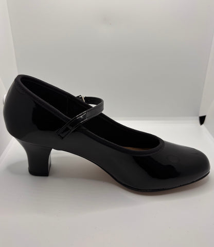 Black Patent Resin Sole Showtime Stage Dance Shoes 2.5 Inch Heel