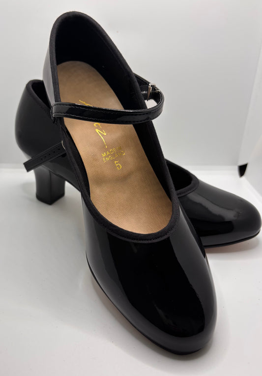 Black Patent Resin Sole Showtime Stage Dance Shoes 2.5 Inch Heel
