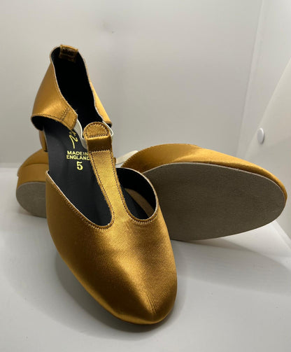 Copper Satin Greek Dance Sandals Teaching Shoes Low Heel