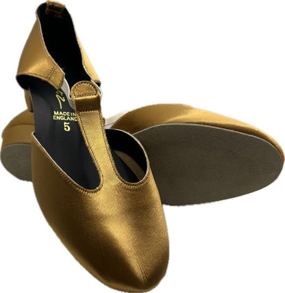 Copper Satin Greek Dance Sandals Teaching Shoes Low Heel  (30% DISCOUNT END OF LINE SALE)