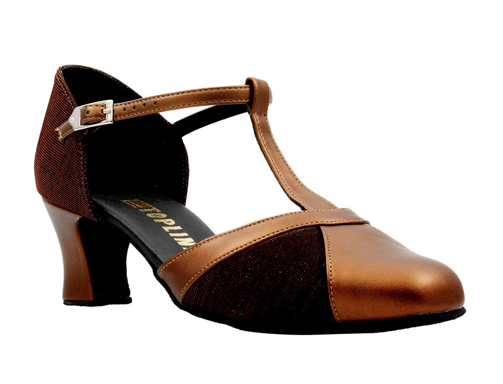 Ivy Met Bronze PU Black Bronze Lurex Ballroom Dance Latin Shoes 2 Inch Heel location 7A