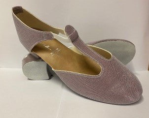 Lilac Lurex Glitter Greek Dance Sandals Teaching Shoes Low Heel