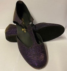 Purple/Gold Glitter Greek Dance Sandals Teaching Shoes Low Heel