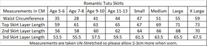 Girls Women's All Colours Romantic Ballet Dance 3 Layer Tutu Skirt