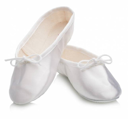 White Satin Full Rubber Sole Ballet Shoes