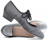 Girls Ladies Silver PU Low Heel Tap Dance Shoes With Tap Plates Katz Dancewear 