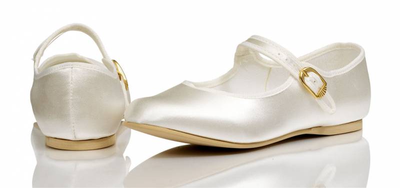 white satin shoes flower girl