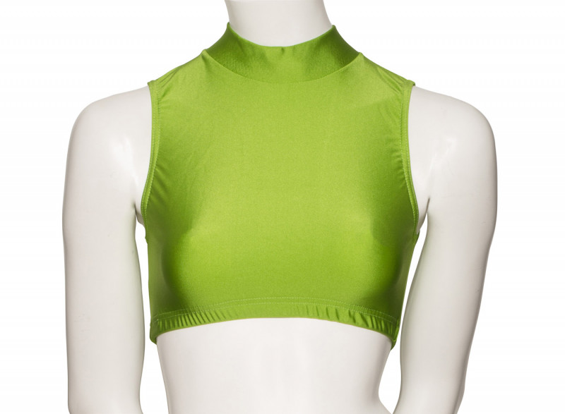 Katz Dancewear Ladies Girls Black Soft Matt Lycra Tactel High Neck Dance Fitness Gym Crop Top KCTT-7