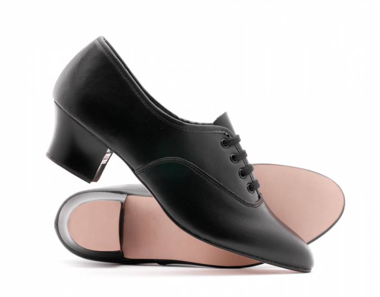 Katz Dancewear Ladies Black Leather Lace Up Gibson Stage Practice Tap Dance Shoes 