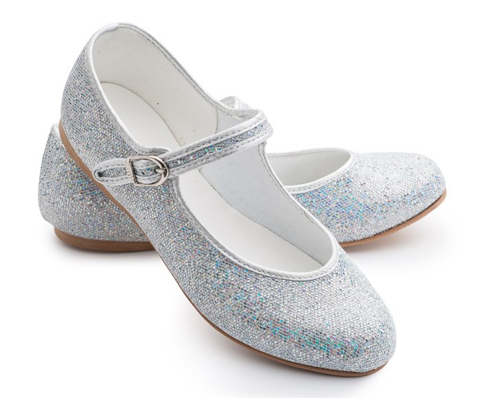 Girls Silver Glitter Bridesmaid Party Ballerina Flat Shoes Louise